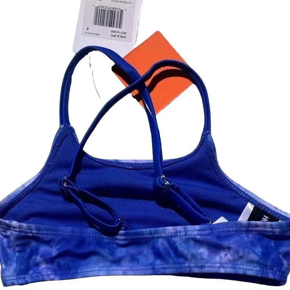 Hurley Girls 2-Piece Tie-Dye Bikini Set Size 6 Medium Blue UPF 50+ NWT